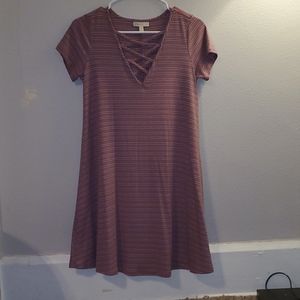 Love, Fire Pink Black and White Swing Dress Size S